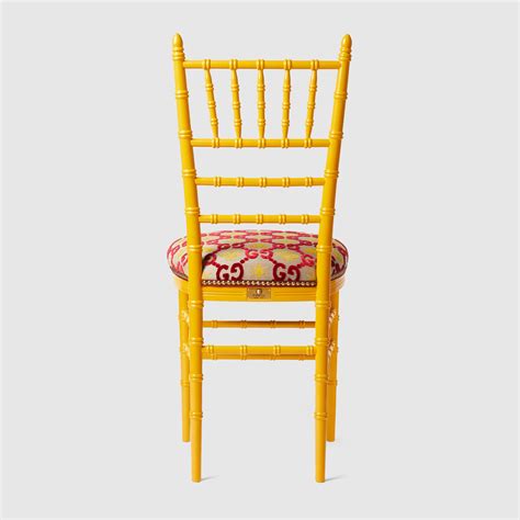 Yellow Wood Chiavari Chair With GG Jacquard 